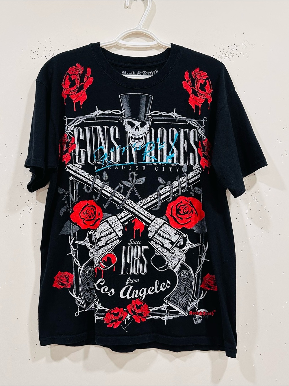 Guns N' Roses T-Shirt Rock & Death Paradise City Black Top Size L